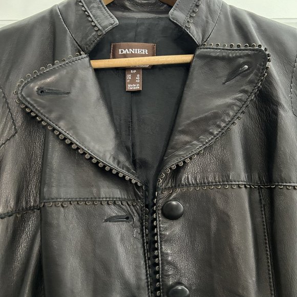Leather Women's Jacket /Brown Y2K/ Unique Detailing Danier Leather - Picture 3 of 16
